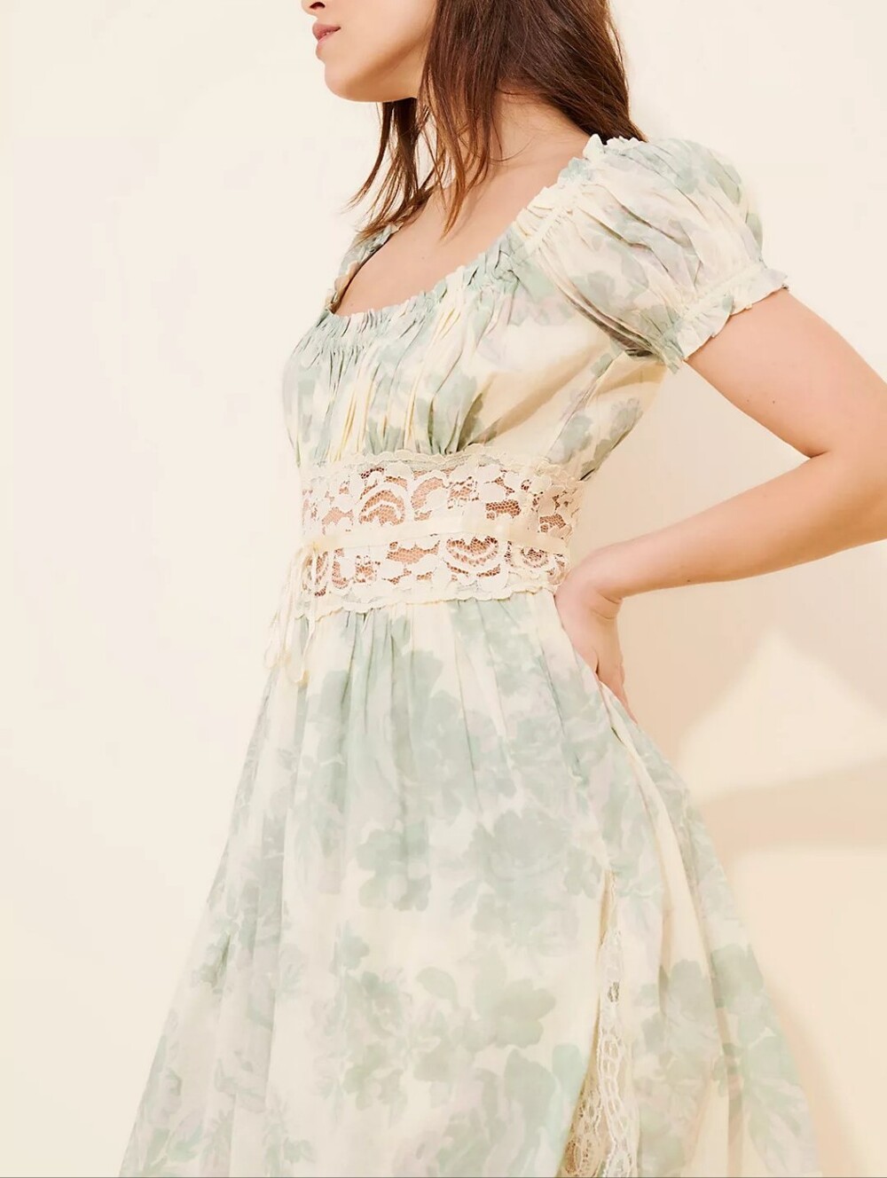 Cotton And Lace Peekaboo Midi Dress XL